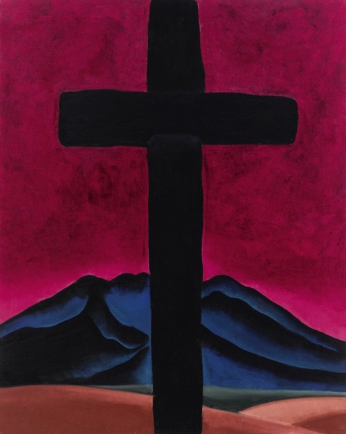 terminusantequem:Georgia O'Keeffe (American, 1887-1986), CROSS WITH RED SKY (BLACK CROSS WITH RED SK