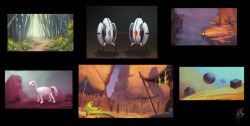 Thumbnails from color-week! Learning about color temperature and how to use it. Some Portal turrets made their way in :^)