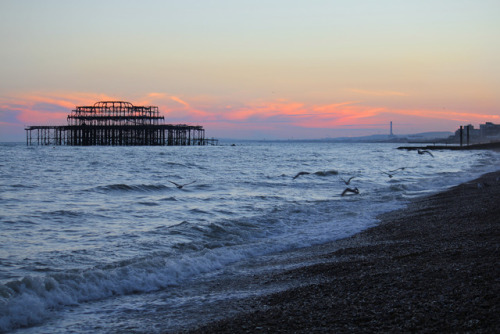 The remains of West Pier at Brighton, England.