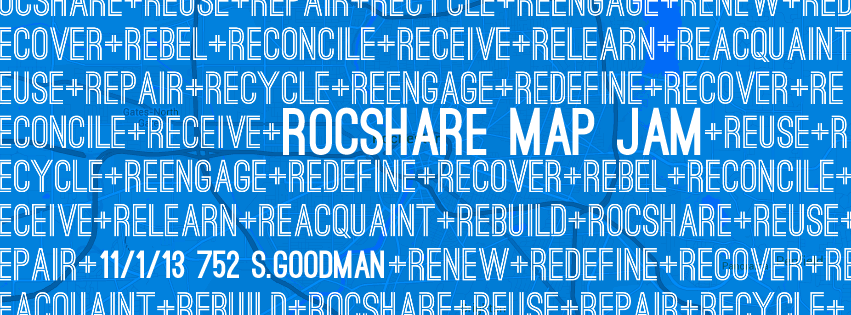 RocShare, as part of the Sharing Cities Network, is participating in Shareable's Sharing Cities Map Jam!
We will be getting together Friday November 1st 2013 at Crossroads Coffeehouse on 752 South Goodman St to have coffee, share knowledge, and map...