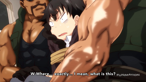 rule181:  The gay, buff guys from the first episode of Shomin Sample.If FUNimation puts this show on YouTube, I am going to make so many gifs. *sigh* Well, I am going to have to watch this entire show now just because of these guys. The show actually