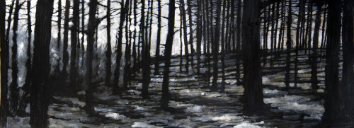 “forest”, emulsion, oil and carbon on paperLoïc Arnaud