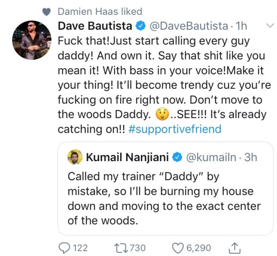 tygermama:  scarecrowqueen:   azcrowleyfell:  melxncholymermxid:  thosedamnsmoshkids:  hi what the actual FUCK does THIS ONE MEAN   Bautista said “say it with your chest”   For those who may not know, Dave Bautista is the (former) WWE wrestler Batista