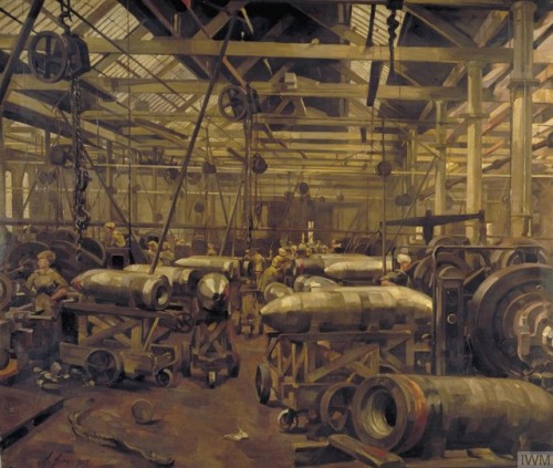 This is one of four commissioned paintings by Anna Airy depictingmunitions production during WW1. &n