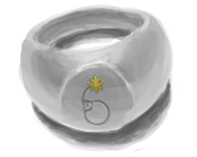 Speeeeeedy speedy speedpaint, just because i wanted to knock out this ring design. Not gonna lie, this is a fantroll thing - I was introduced today to the concept of quadrant tokens and knew immediately that this is what Girdie would give to Isidor....