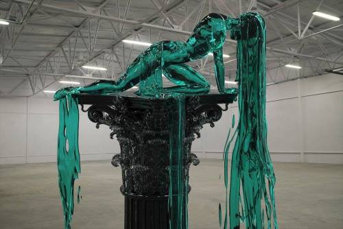 thedesigndome: Melting Glass Sculptures Of Drowning Female Figure Set On A Pedestal Artist Alexandra