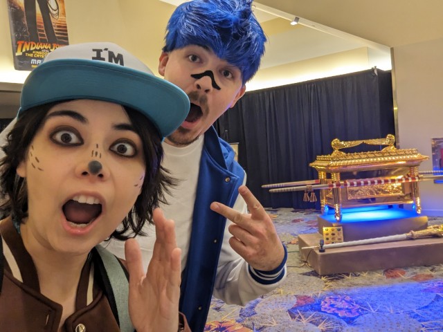 My husband and I cosplayed Mordecai and Rigby last week 

Feat: new episode where they find the ark of the covenant