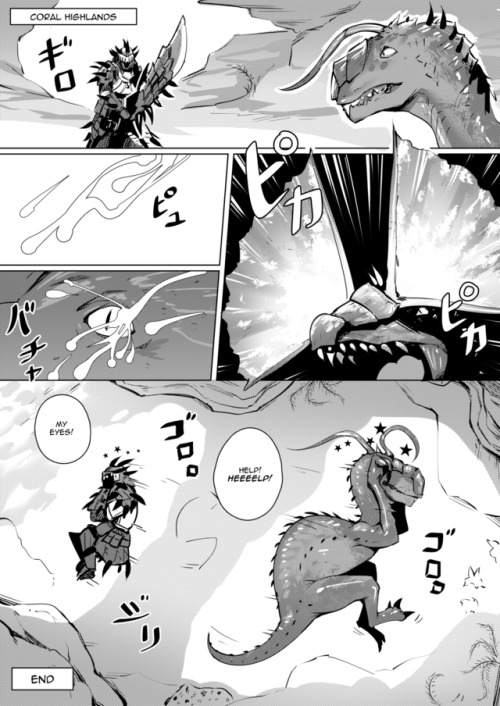 waterproof-pigeon: johndoe-art:   waterproof-pigeon: Monster Hunter World: Too much to HandlePatreon funded comic! 10 pages is too much for me to handle. I’ll stick to 5 pages in the future. Make the Gathering Hub great again.Alpha Hub Lass is best