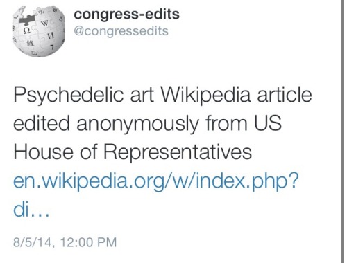 marvelificent: Some of the best tweets by @congressedits, a bot that logs all of the wikipedia revis