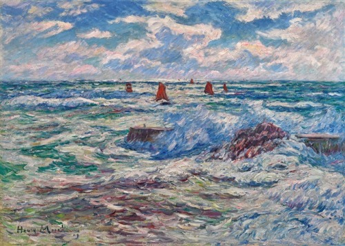 Henry Moret - Gros temps à Doëlan, Bretagne