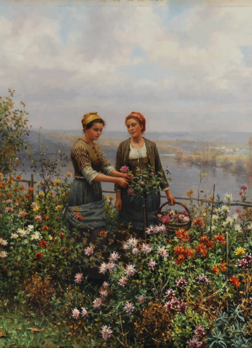 Daniel Ridgway Knight  -  In the Garden  (detail) American, 1839-1924 Oil on canvas