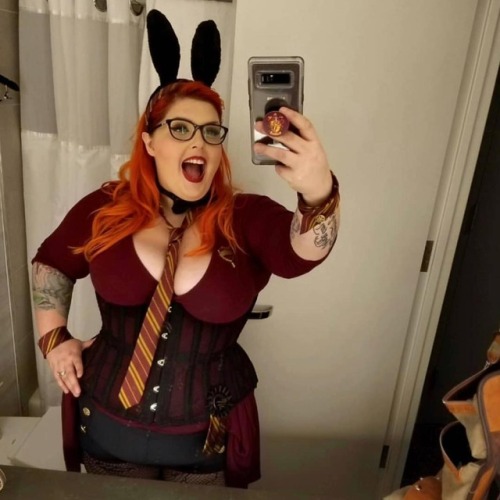 orchardcorset:We can’t get over how cute this Gryffindor Bunny look is  Which house are you in?  Fea