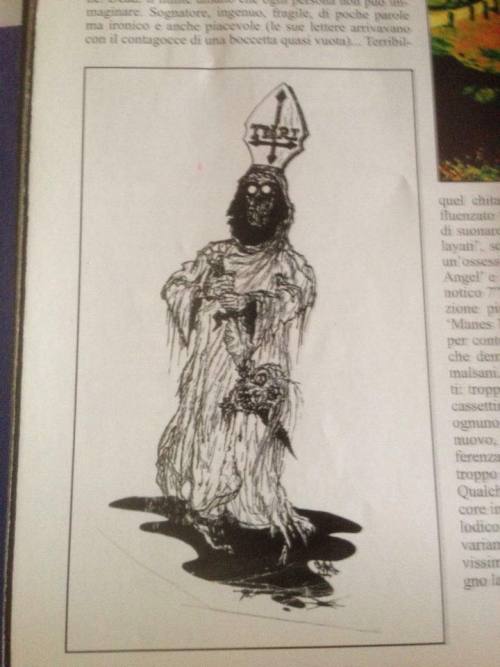 vamolian:     The Dead Priest. Original drawing made by Dead. The Priest was printed in Thanatography zine.  