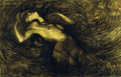 blackpaint20:Jean Delville (1867-1953), Le cycle des passions (The cycle of passions), 1890 (Black c