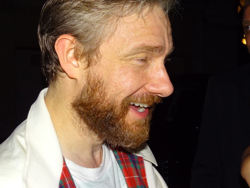 rox712:Martin at the Stage Door of Richard III on August 6th. Lots of people and it was very dark, b