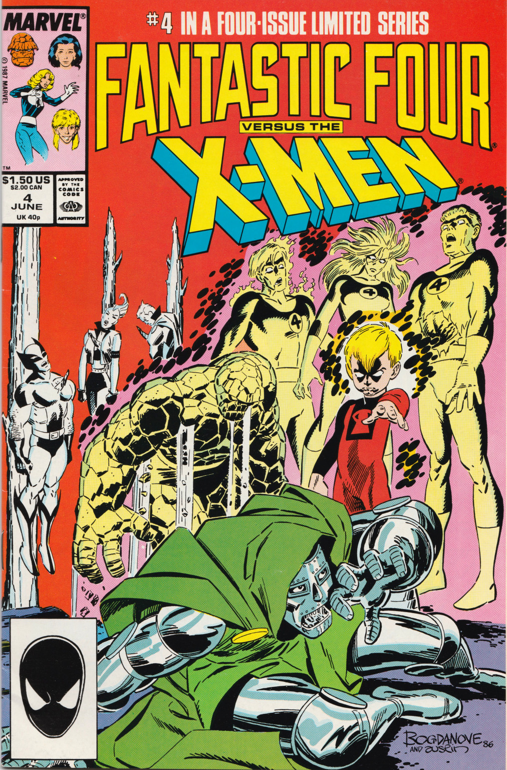 Fantastic Four vs. the X-Men No. 4 (Marvel, 1987). Cover art by John Bogdanove and