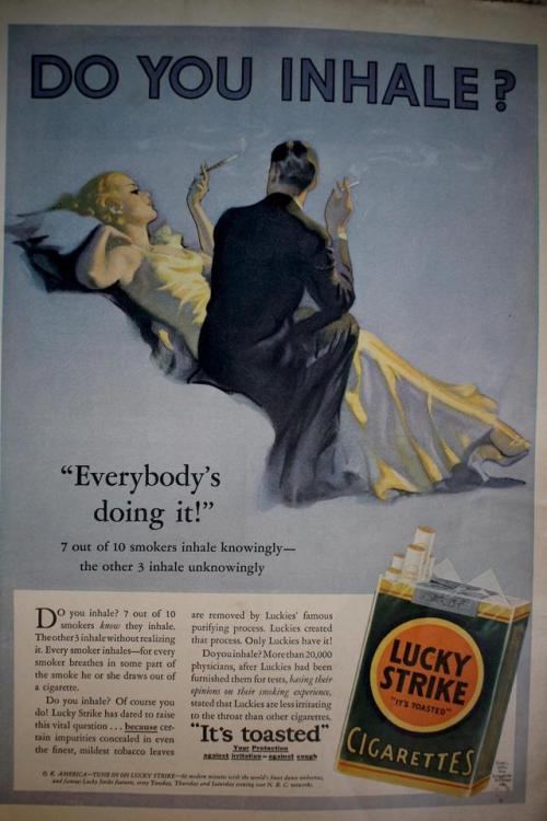 vintageadvertising: Lucky Strike 1937 - Everybody’s Doing it!