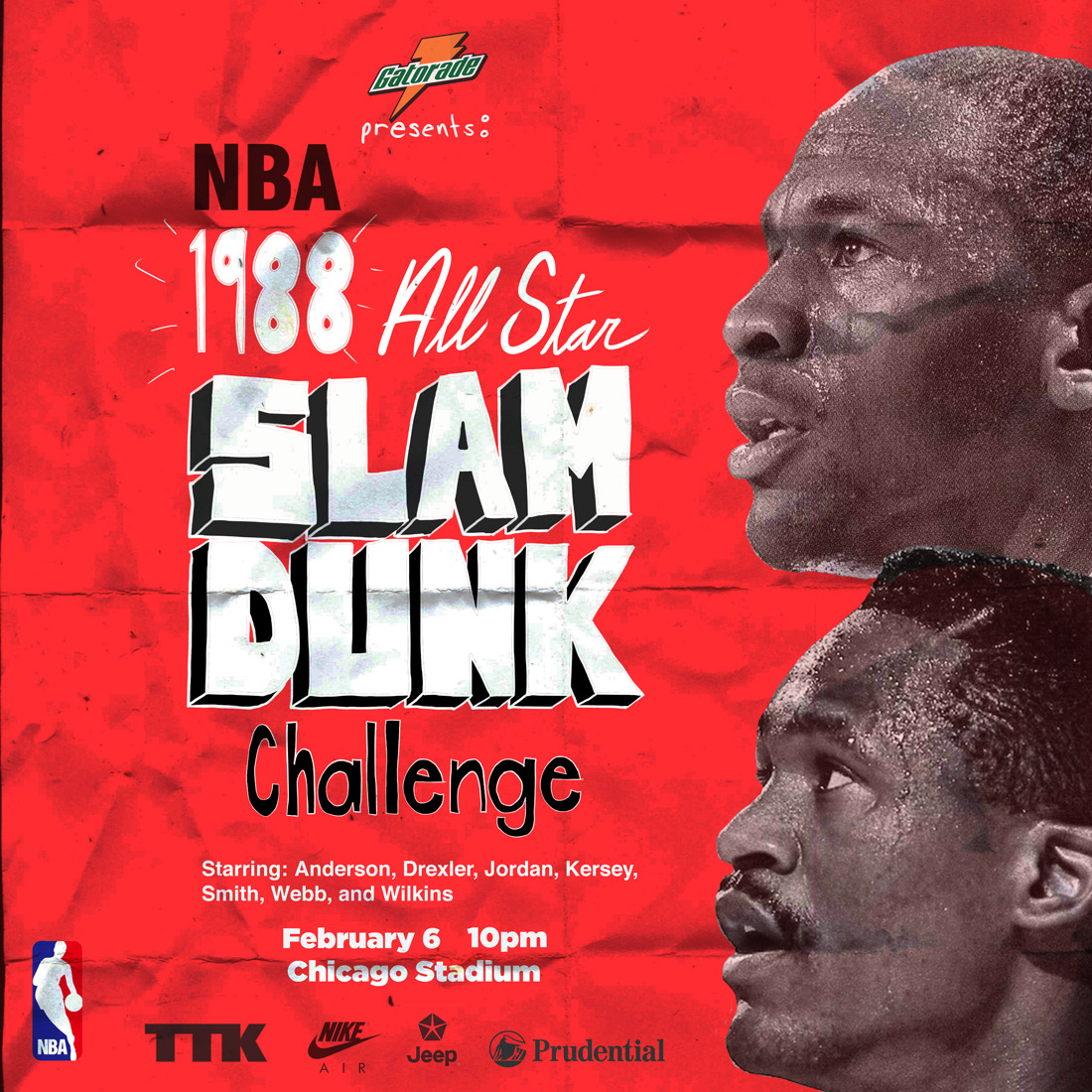 On this day in 1988, Michael Jordan defeated Dominique Wilkins in the Slam Dunk Contest.Art