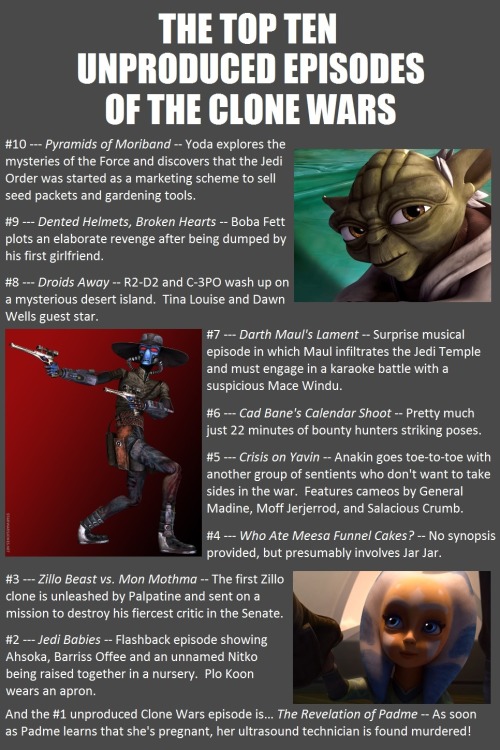 starwarsjokes:On Friday, Netflix will premiere a slew of “Lost Missions” from The Clone Wars.  As ex