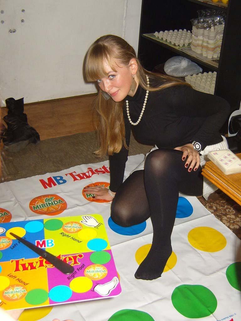 tightsobsession:  Playing twister in tights. Tights week starts November 3rd! 
