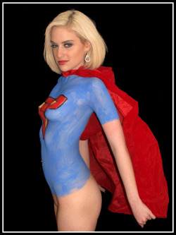 Nude-Superheroines:  Supergirl Bodyart On Nude Body