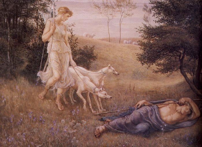 arthistorianmindswirls:  Walter Crane, Diana and Endymion 