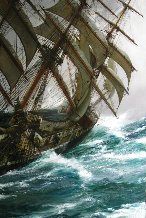 poboh:Wind in the Rigging, Montague Dawson. (1895 - 1973)
