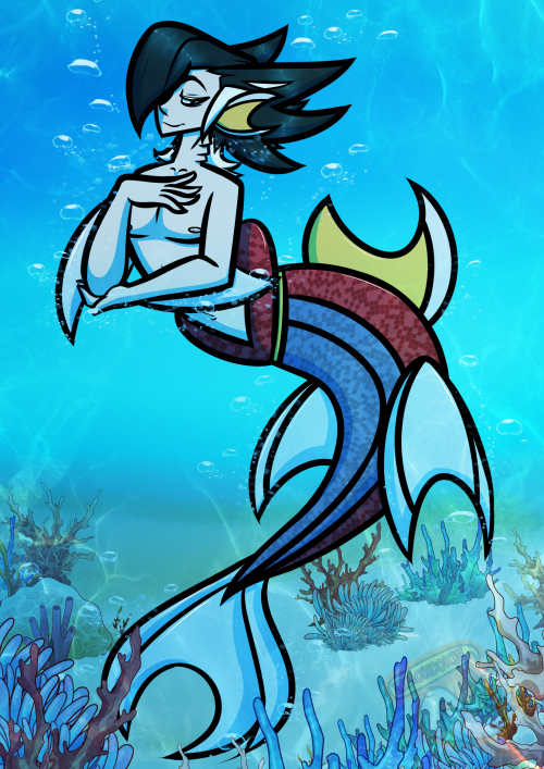 iimokookie:Mermay with Grimsley~I just wanted to draw grimsley as a bisharp mermaid, because I have 