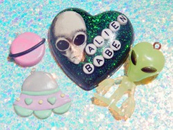 wish-baby:  Some charms that I’ve made + my cute lil alien buddy. 