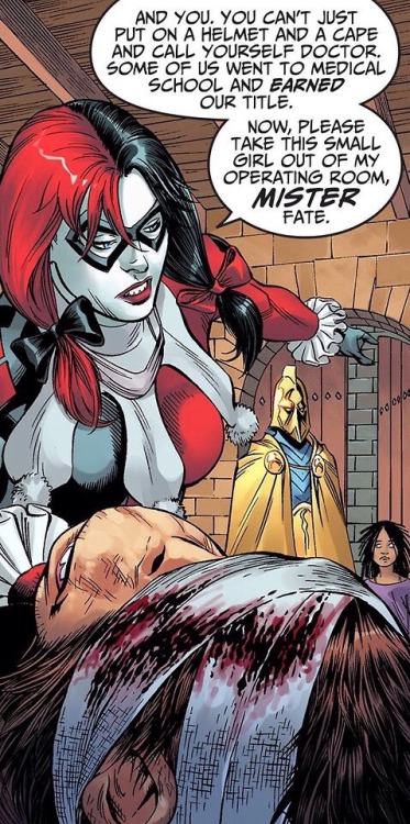 skyflameadrian: Remember when Doctor Fate got hilariously demoted?Harley Quinn actually went to medi