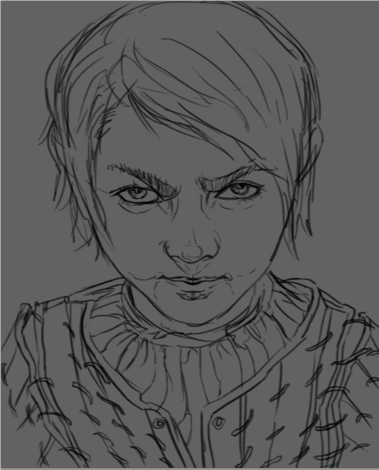 octosquiddle:  From start to finish of the Arya Stark picture I recently uploaded.