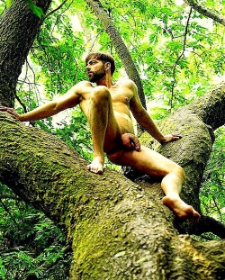 Naked man in nature