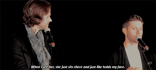 sillybubbies:JJ: I miss you daddy. Jensen: Whatever you need kid. It’s all yours.”(/｡>‿‿<｡) [♥