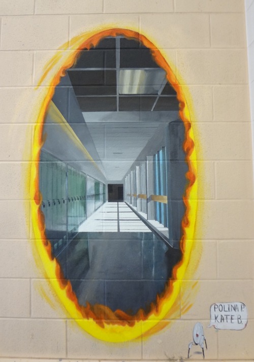 a-closed-casket:  Me and my friend painted two portal murals at school. 