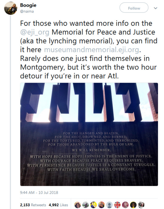 thatpettyblackgirl:  https://museumandmemorial.eji.org/  A gentle reminder that the “last lynchings” were between 1981-1991, so  it’s less than 40. The CRA act was passed 54 years ago. Not enough  people want to hear or remember that.   