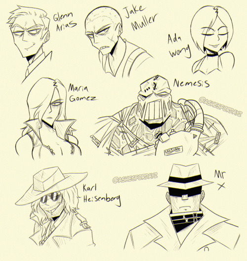 Doodled some RE characters that people requested on Instagram ^^