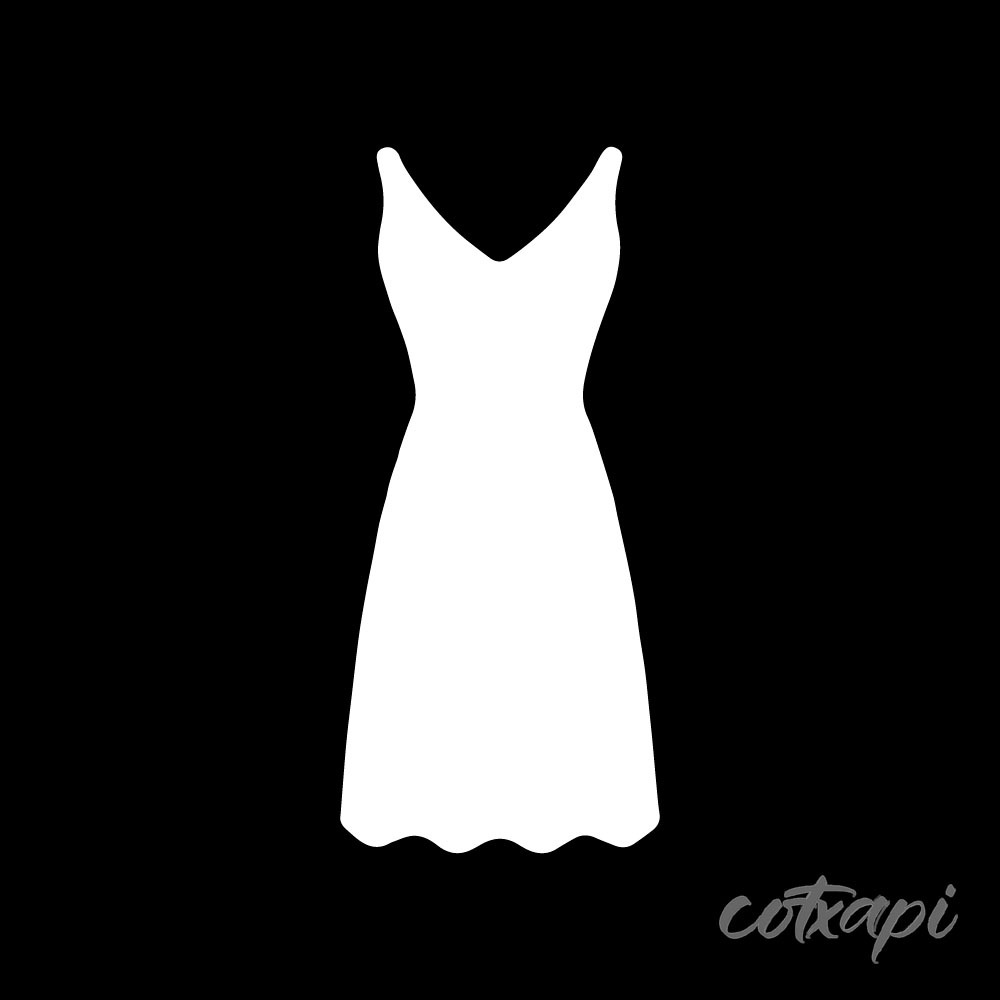 Girl Woman Ladies Dress Design Fashion Clothing Icon Set in Vector Dress Illustration Outline Art
