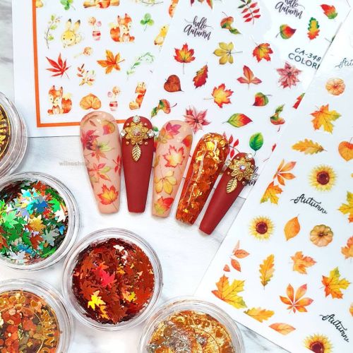 Ready for some autumn nail designs? Find out more autumn nail art stickers, glitter and more at wii