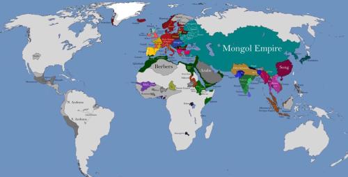 mapsontheweb: The size of the Mongol Empire compared to the rest of the world in 1260 Friendly neigh