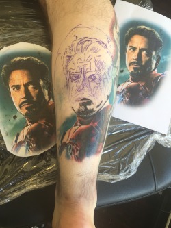 ask-spike-chopper-thedragon:  evening guysh.. i got my next tattoo done today. i think you can tell who it is. one full sitting of 6 and a half hours. fucking, insane. 