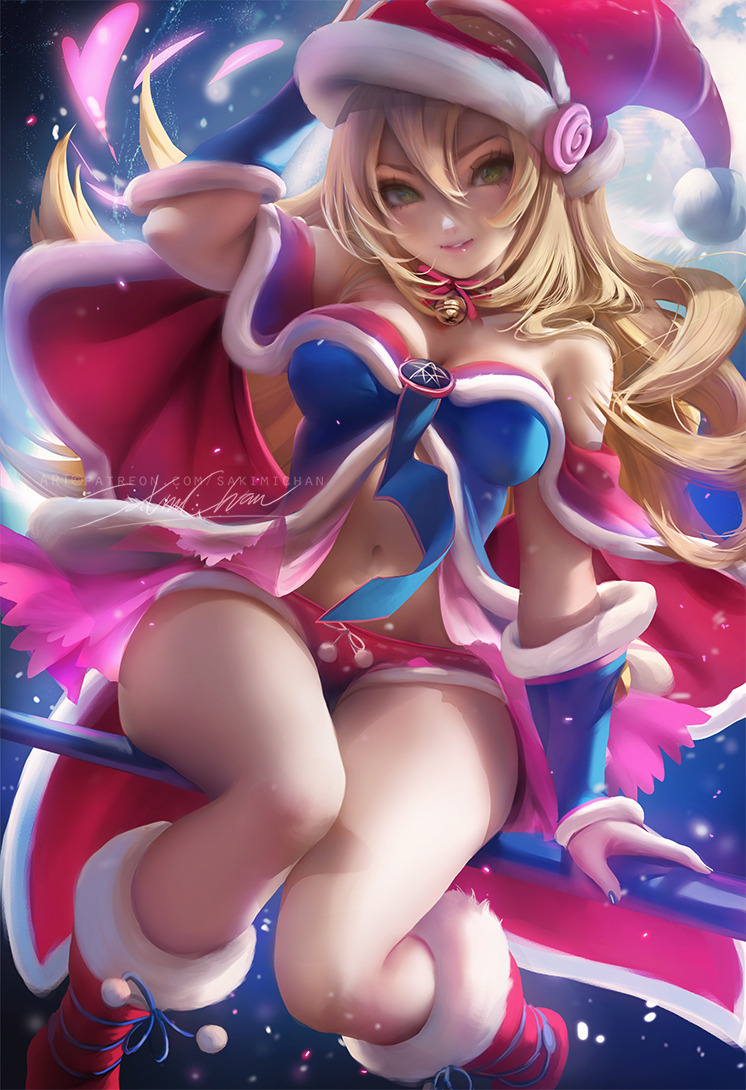 sakimichan:  Happy Holidays ! Dark Magician Girl Christmas version^w^fun piece to