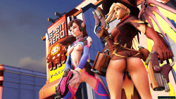 dirtyhentaiforeva: Overwatch - D.va and Mercy