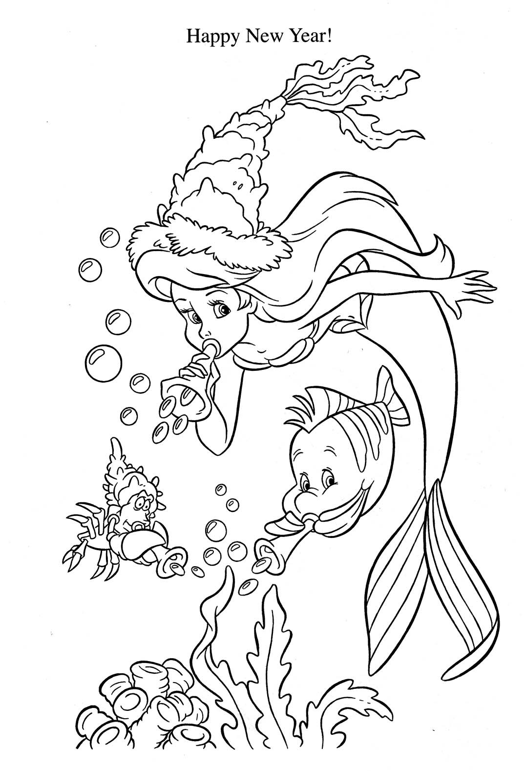 ariel and flounder the little mermaid coloring pages