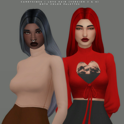 candysims4:LOVE HAIR [VERSION 3 & 4]New versions of mine “Love Hair”, and as the original versio