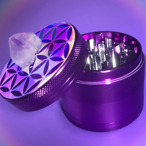 iridescent & holo purple flower of life crystal herb grinder ( •⌄• ू )✧available here *:･ﾟ