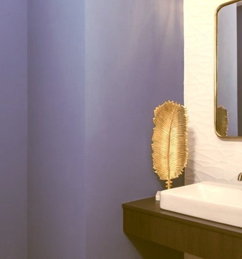 Contemporary Powder Room - Bathroom Example Of A Trendy Powder Room Design