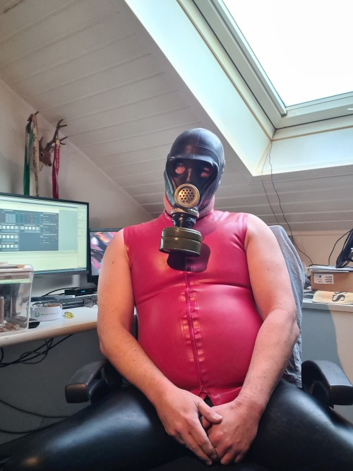 Me In Rubber Pluged At Home Office