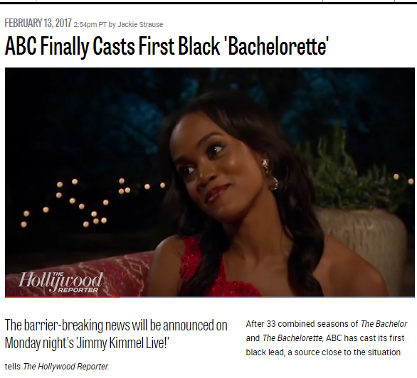 lagonegirl:    Yeah after a combined 33 seasons of white Bachelors/Bachelorettes