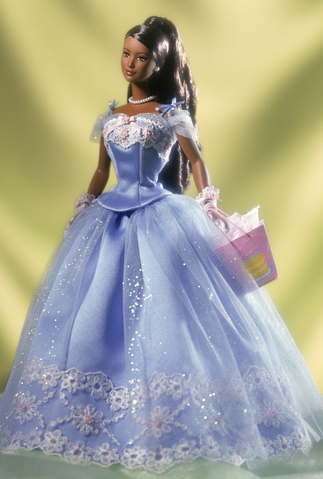 ravifansneworleans:  Black Barbie® Dolls in periwinkle gowns