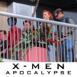 x-kid85:  #SophieTurner #tyesheridan #lanacondor and #kodismitmcphee on set of #xmenapocalypse as #jeangrey #cyclops #jubilee and #nightcrawler #xmen #mutant #mutant #marvel #comics #cantwait